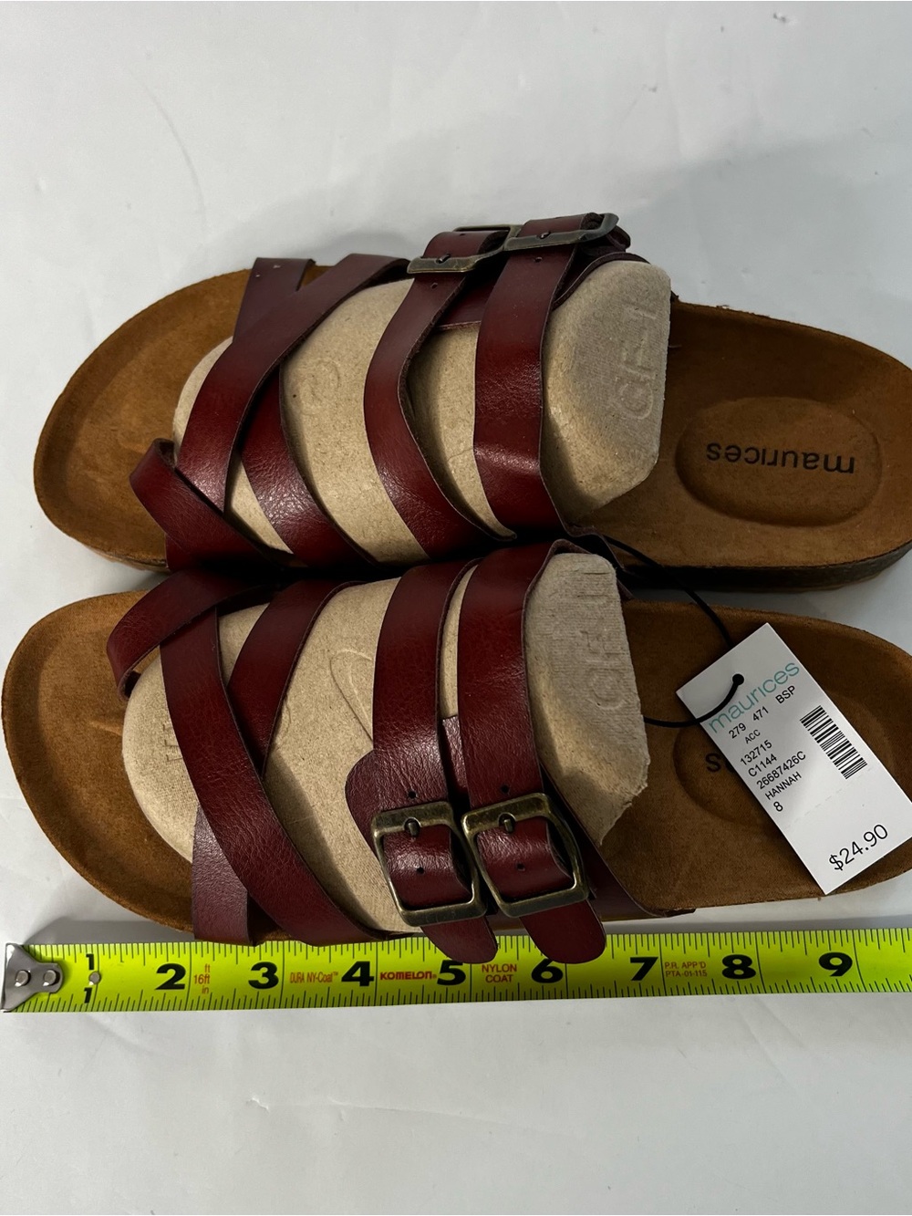 Maurices Brown Leather Strappy Buckle Comfort Sandals Sz 8 All Man-Made Material - Picture 8 of 12